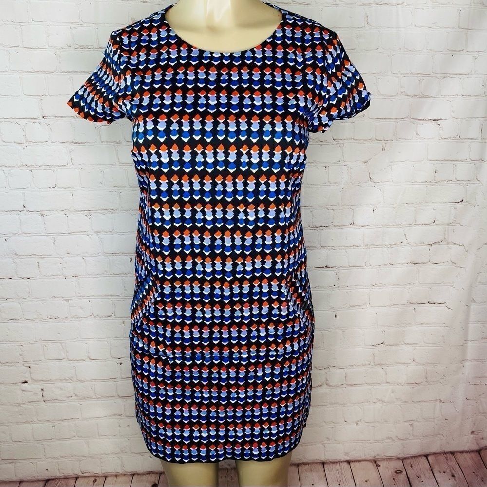 Shoshanna Geometric Print Shortsleeve Shift Dress Size2